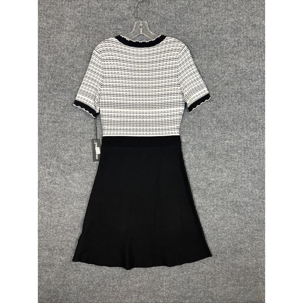 Karl Lagerfeld Womens Knit Fit And Flare Dress Black White Small Preppy Designer - Picture 2 of 10